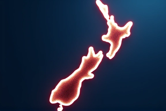Stylized map of New Zealand highlighting Christchurch