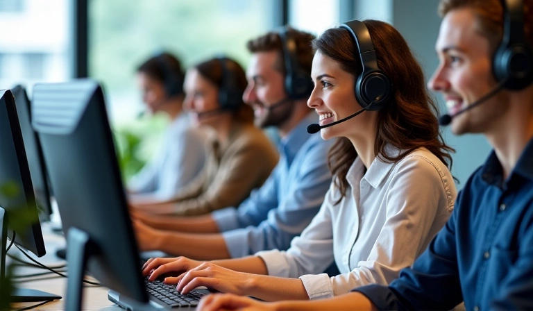 Customer support team working diligently