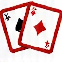 A stylized icon depicting two playing cards, possibly an ace and a king, fanned out, with a star or crown symbol indicating premium cards.