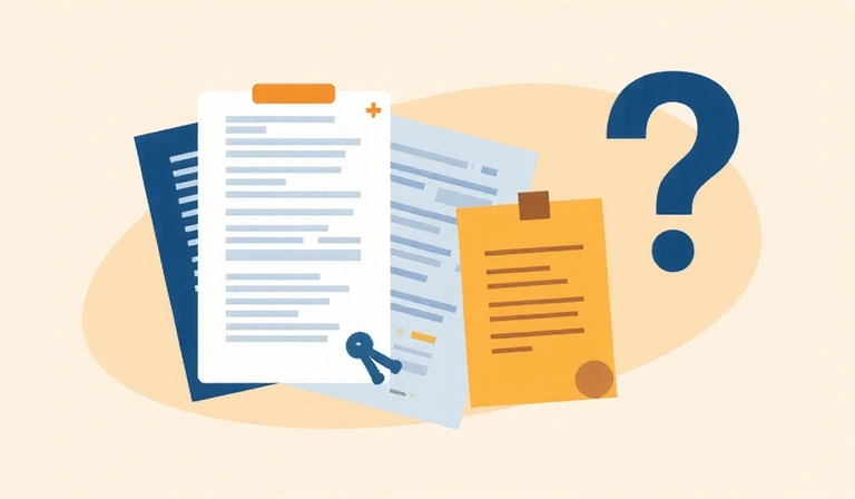 A stylized image of legal documents and a question mark, representing rules and FAQs for a tournament, with a clean and informative design.